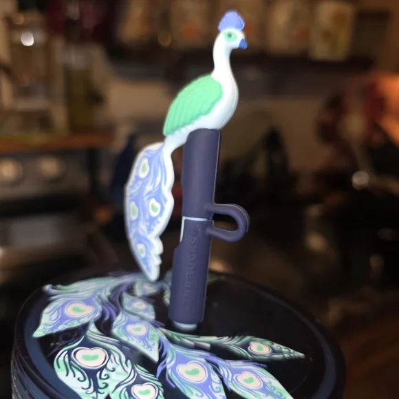 Starbucks Blue Peacock Feather Tumbler with Straw - Picture 3 of 5